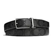 COACH CLOGO雙面質感穿式雙面用皮帶-黑灰