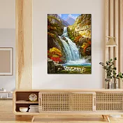 【御畫房】高山飛瀑 國家一級畫師手繪油畫60×90cm VF-106 (客製商品)