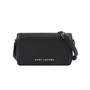 MARC JACOBS 翻蓋皮革素面斜揹包-黑