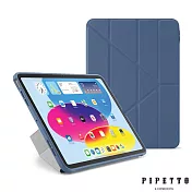 PIPETTO iPad 第10代 (10.9吋) Origami 多角度多功能保護套-海軍藍/透明背蓋