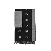 COACH 羊毛小花口袋披肩/圍巾-黑灰