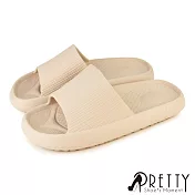 【Pretty】男女 拖鞋 室內拖鞋 浴室拖鞋 胖胖拖鞋 一體成型 防水 彈力 厚底 JP22 米色