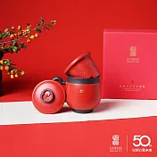 【陸寶LOHAS】福照萬家蓋杯 375ML 泡茶杯 陶瓷杯 辦公杯 禮盒組　 富貴紅