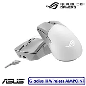 【送原廠ROG電競鼠墊】ASUS 華碩 ROG Gladius III Wireless AIMPOINT 無線三模電競滑鼠  白色