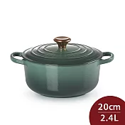 Le Creuset 典藏圓形鑄鐵鍋 20cm 2.4L   法國製 湯鍋 燉鍋 (電磁爐 IH爐可用) 綠光森林 銅頭