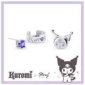 STORY故事銀飾-酷洛米經典系列-I.Love.Kuromi 純銀耳環耳夾組 針式