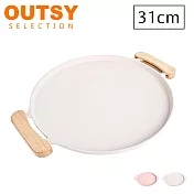 OUTSY韓式鋁合金雙耳可掛勾31cm不沾烤盤露營煎盤 白色