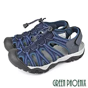 【GREEN PHOENIX】男 涼鞋 運動涼鞋 溯溪鞋 網布 束帶 休閒 護趾 水陸兩棲 EU40 藍色