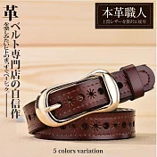 『本革職人』真皮-率性自我大人氣馬蹄造型針扣式皮帶 -棕色
