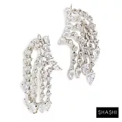 SHASHI 紐約品牌 Bowie Climber 銀色鑲鑽流蘇耳環 華麗垂墜式耳環