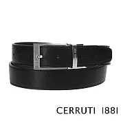 【Cerruti 1881】限量3折 義大利頂級小牛皮皮帶 全新專櫃展示品 CECT06158M(黑色 附送禮提袋)