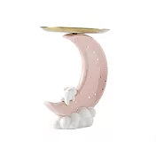 摩達客◉春節開運◉超萌祈願小白兔星星彎月頂托盤陶瓷擺飾-三色可選 無 粉紅