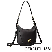 【Cerruti 1881】限量2折 義大利頂級小牛皮手提包肩背包 全新專櫃展示品(黑色 CEBA05627M)