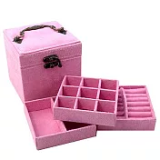 【iSFun】復古提盒＊仿兔絨三層首飾盒  粉