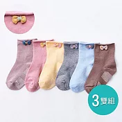 【ONEDER旺達棉品】手工造型止滑1/2童襪 造型童襪 台灣製童襪(3雙組)- 蝴蝶結 OD-D301*3