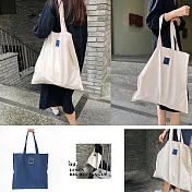 【韓國創意品牌 invite.L】輕便百搭休閒風 高質感大收納袋 帆布包 手提包 肩揹包 大空間好收納 購物袋 俐落簡單 正品空運 Navy