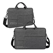15.6吋 極簡PLUS 雙拉鍊防潑水 隱藏手提隔層電腦包 輕便平板筆電肩背側背包 深空灰
