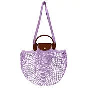 LONGCHAMP LE PLIAGE FILET系列網狀棉質手提/肩背兩用包 丁香紫