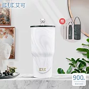 【IKUK 艾可】陶瓷珍奶冰壩保溫杯900ml(內膽陶瓷一體成形 無焊接縫 不掉漆) 大理石