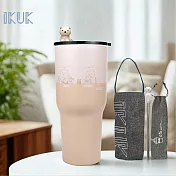 【IKUK 艾可】陶瓷珍奶冰壩保溫杯900ml-小熊珍奶杯 厚片奶茶