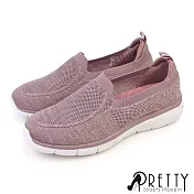 【Pretty】女 休閒鞋 健走鞋 懶人鞋 輕量 透氣 飛線編織 網布 JP24 粉紅色