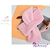 【Decoy】典雅兔毛＊加厚交叉固定保暖圍巾  粉