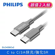 (2入組) PHILIPS 飛利浦USB-C to USB-C充電線-200cm DLC4556C-2 灰