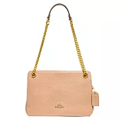 COACH 荔枝紋三層肩背包-奶茶色