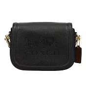 COACH 馬車LOGO翻蓋斜背包-黑