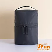 【iSFun】鋪棉圓桶＊可拆多隔收納化妝包  黑