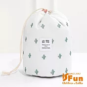 【iSFun】舖棉束口＊盥洗化妝撞收納圓桶包  白仙人掌