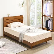 《Homelike》米雪附插座漂浮床組-單人3.5尺(胡桃色) 實木床 單人床 3.5尺床