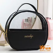 【iSFun】半圓月牙＊防水透視盥洗化妝包/大號  黑