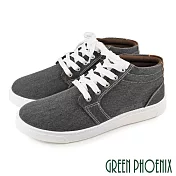 【GREEN PHOENIX】男 休閒鞋 帆布鞋 百搭 綁帶 平底 台灣製 JP26.5 黑色