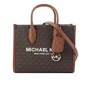 Michael Kors Mirella 滿版塗層帆布小款二用托特包 (咖啡色)