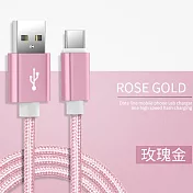 【MEMO】1米尼龍編織Type-C快充數據線(TYPE-1M) 玫瑰金