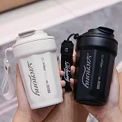 PinUpin 買一送一 時尚手提隨行316不鏽鋼保溫咖啡杯400ml (黑白任選) 黑+白