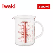 【iwaki】日本品牌耐熱玻璃可微波多刻度把手量杯-300ml(原廠總代理)