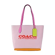 COACH KIA 撞色荔枝紋牛皮托特包(多色選)- 康乃馨