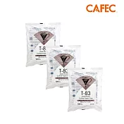 【CAFEC】三洋日本製T83深焙豆專用白色錐形咖啡濾紙(1~2人份)100張 DC1-100W-3入組