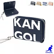 KANGOL - 英國袋鼠經典LOGO滿版短夾零錢包 深藍