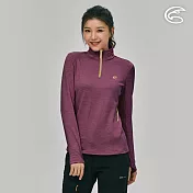 ADISI 女半門襟透氣快乾保暖中層衣AL2221067 (S-2XL)｜內裡鬆餅紋 磨毛 刷毛 彈性 排汗速乾 機能 休閒 S 紫竹梅