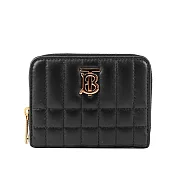 BURBERRY Lola 小羊皮縫線設計ㄇ形拉鍊零錢包 (黑色)