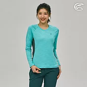 ADISI 女圓領配色雲彩紗透氣快乾保暖上衣AL2221052 (S-2XL)｜內裡磨毛 輕量 排汗 速乾 彈性 機能衣 S 藍知更鳥