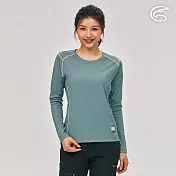 ADISI 女智慧纖維超輕速乾長袖圓領上衣AL2221015 (S-2XL)｜排汗快乾 單向導濕 輕量 彈性 機能 休閒 M 迷霧灰藍