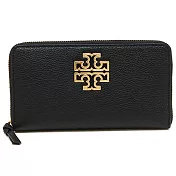 TORY BURCH 雙T-LOGO皮格拉鍊長夾-黑