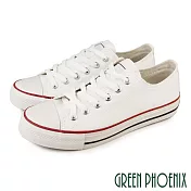 【GREEN PHOENIX】男 帆布鞋 休閒鞋 小白鞋 百搭 綁帶 台灣製 JP29 白色