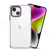 City for iPhone 14 6.1 金屬鏡頭框透明軍規殼 紫色