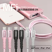 Wildex MFI蘋果認證編織線 TYPE C to Lightning-200cm 黑色