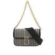 MARC JACOBS THE MONOGRAM J MARC 滿版標誌翻蓋二用包 (黑色/深米色)